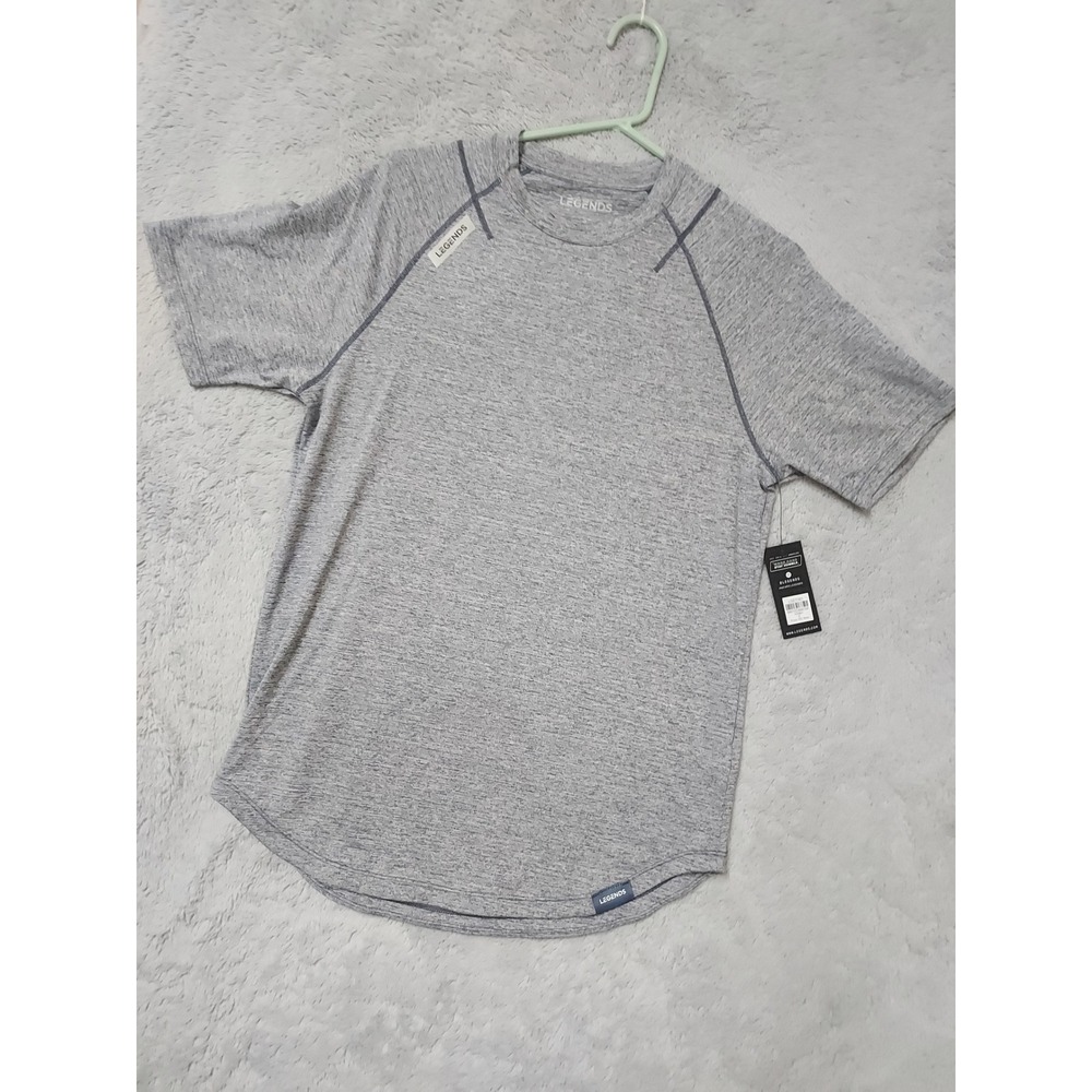 NEW Legends Enzo Shirt Mens Size Small Athletic Performance Heather Blue Gray